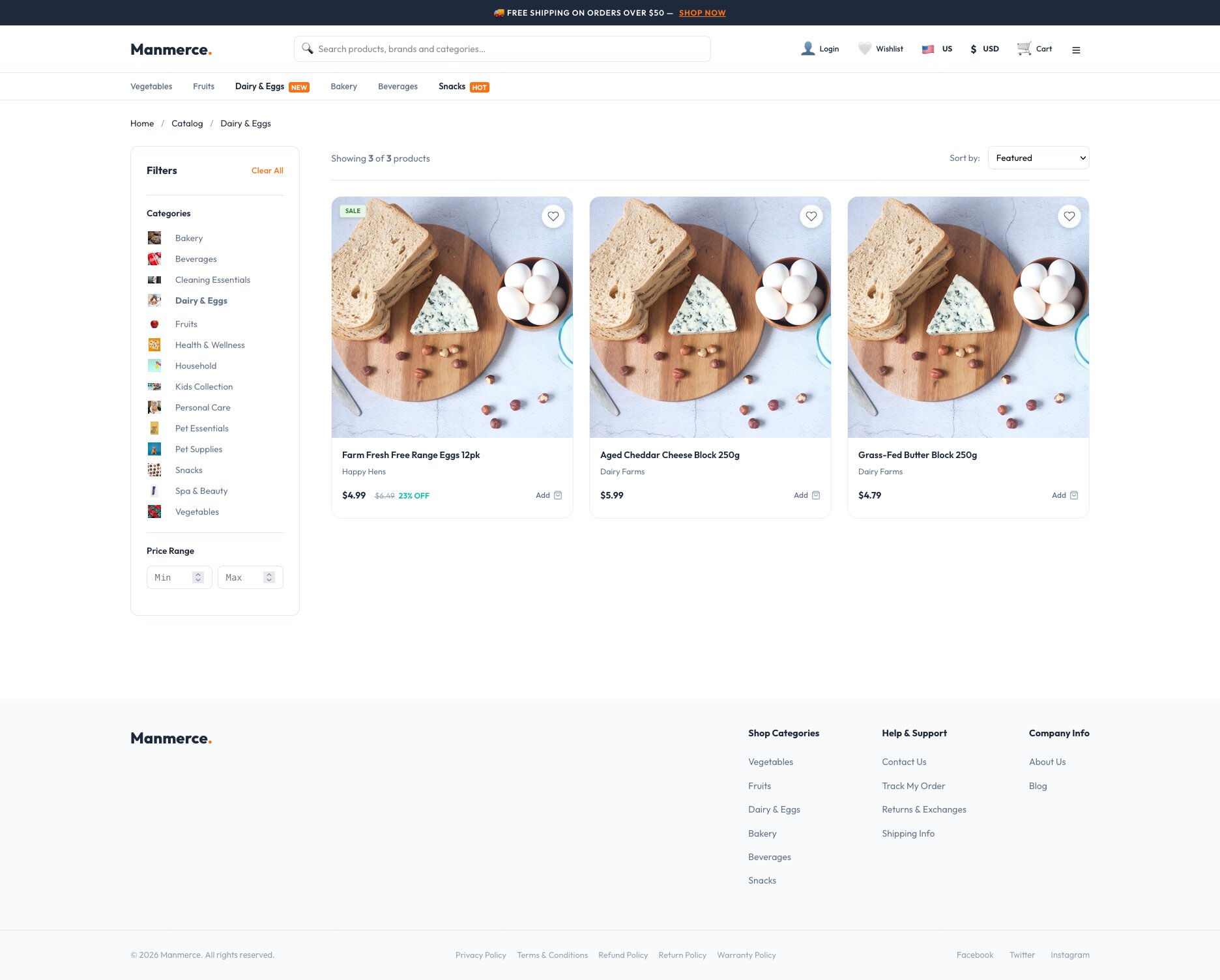 Manmerce - Product Category & Filters Grid