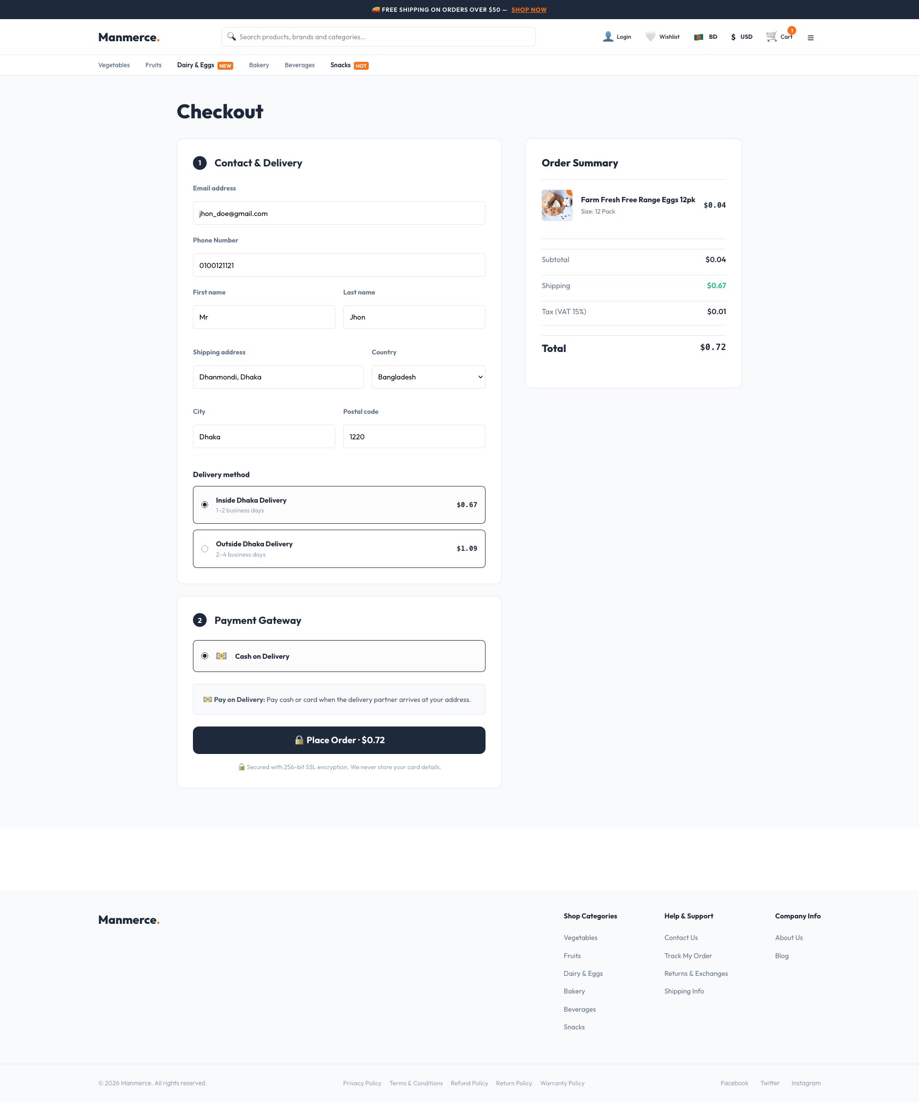 Manmerce - District-based Shipping & OTP Checkout