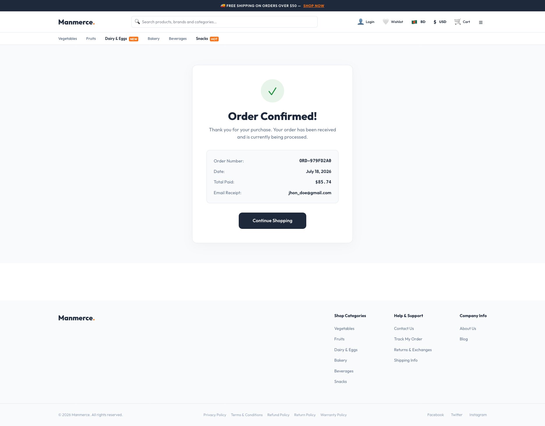 Manmerce - Customer Digital Receipt & Invoice